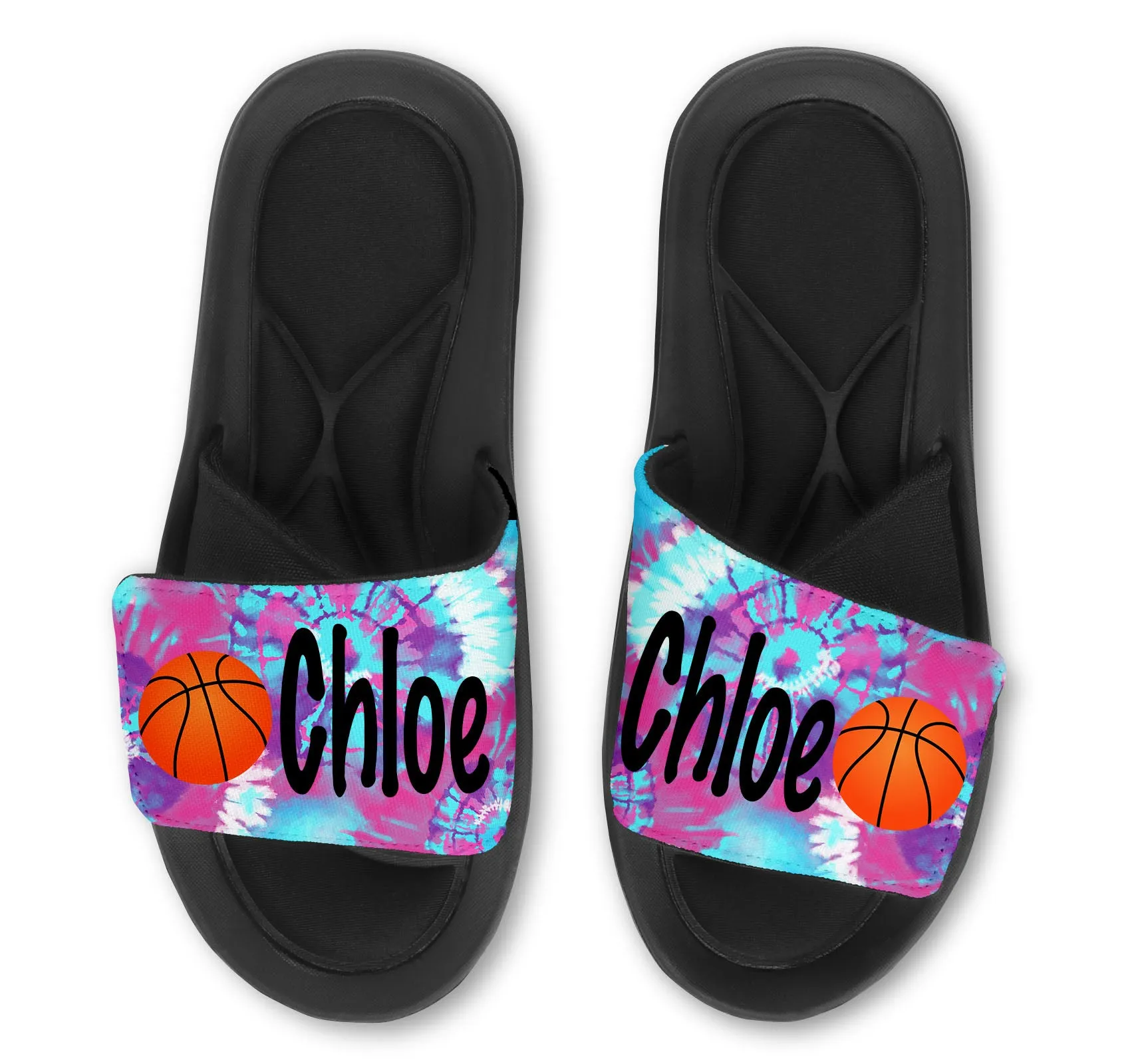 Basketball Tie Dye Custom Slides / Sandals - Choose your background!
