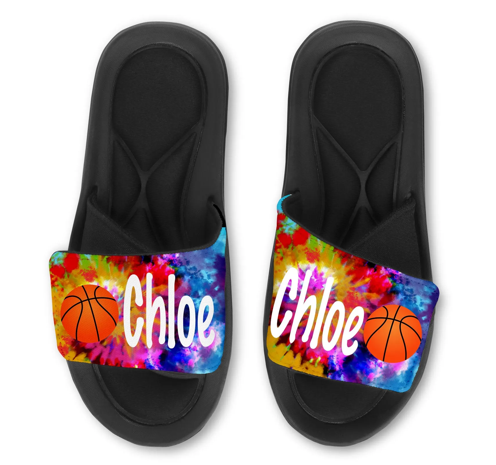 Basketball Tie Dye Custom Slides / Sandals - Choose your background!