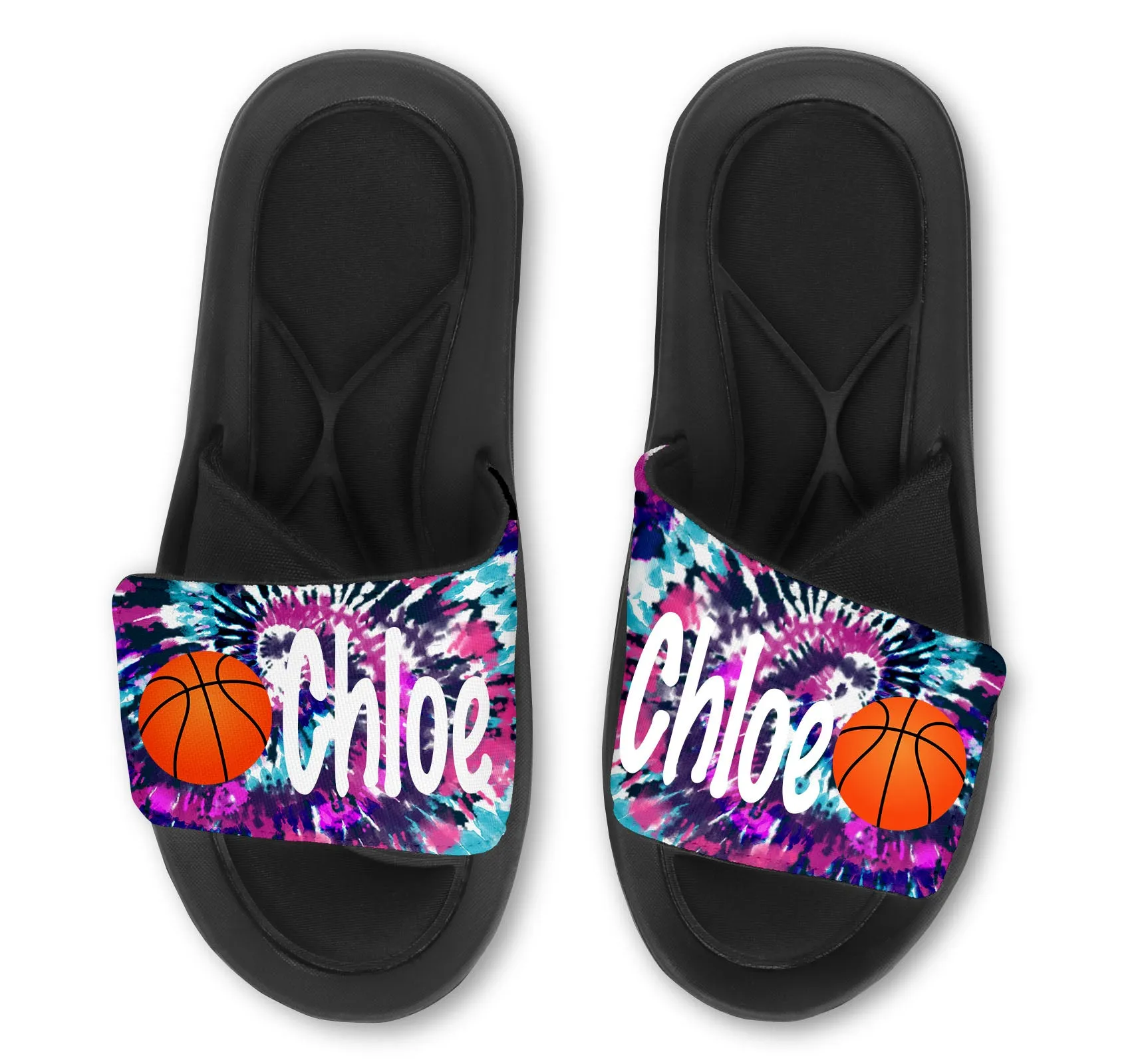Basketball Tie Dye Custom Slides / Sandals - Choose your background!