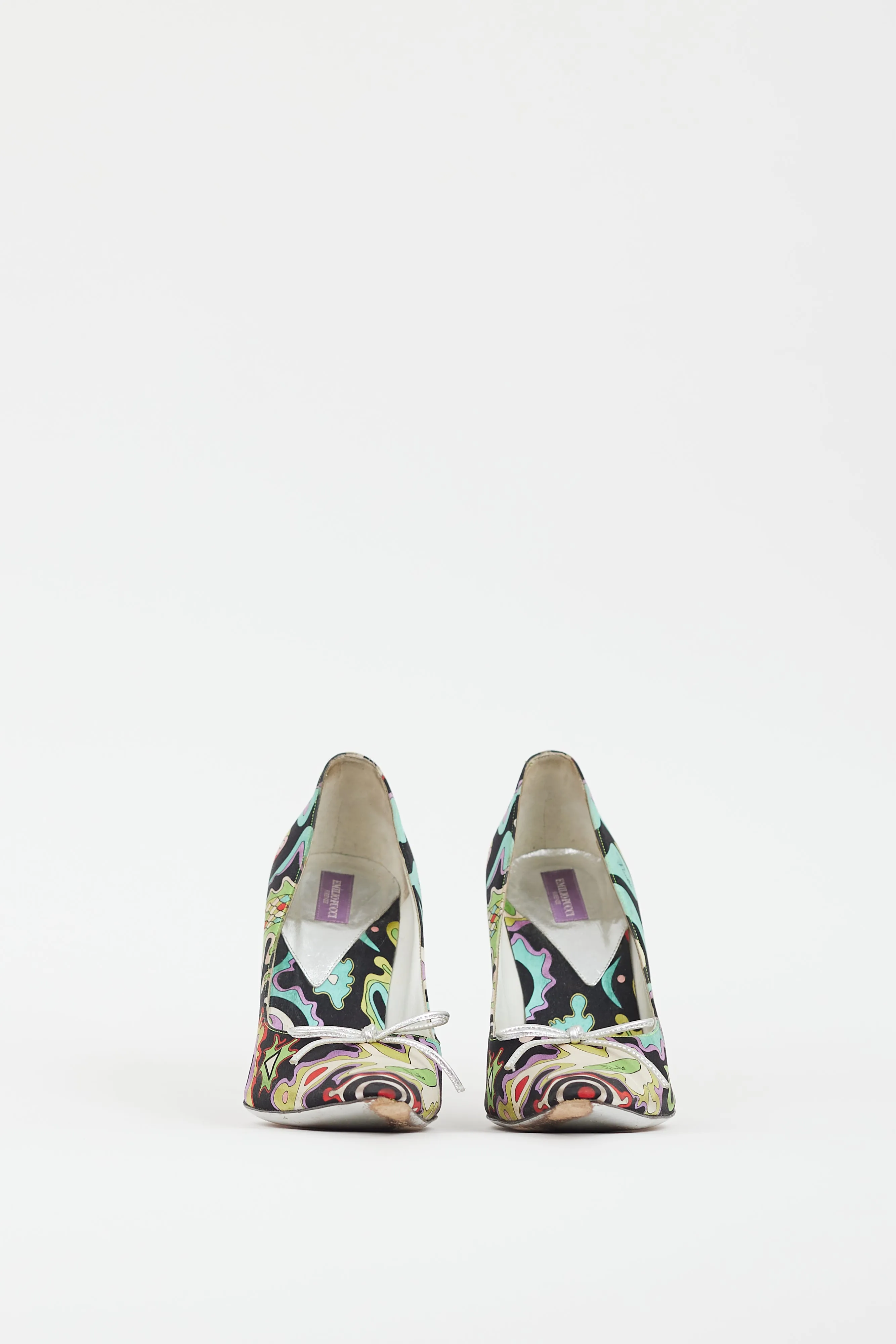 Black & Multi Satin Patterned Heel