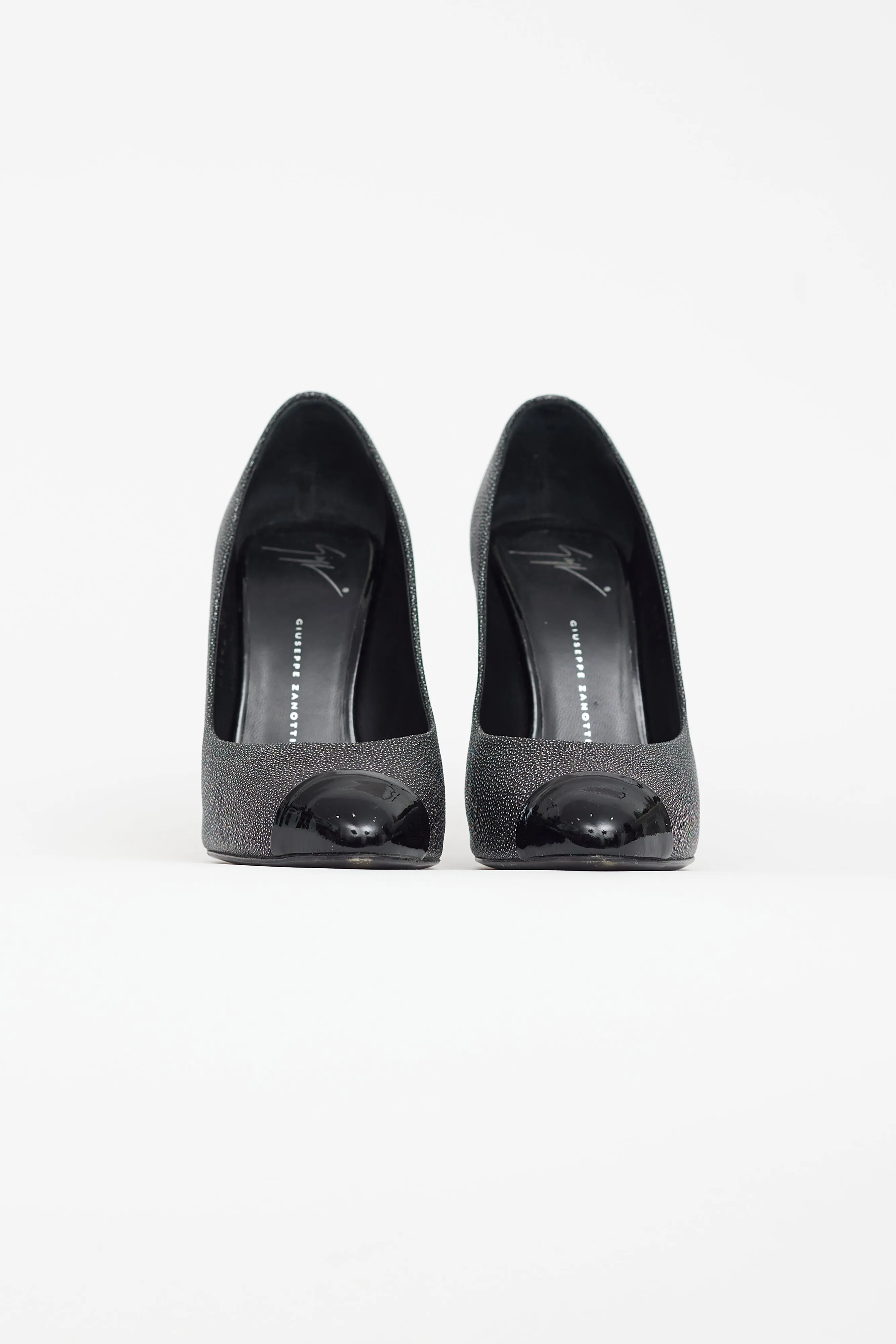 Black & Silver Metallic Textured Heel