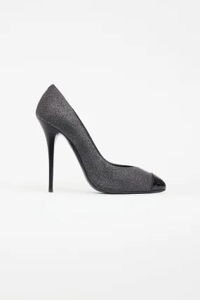 Black & Silver Metallic Textured Heel