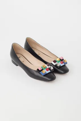 Black Leather Studded Ballet Flat
