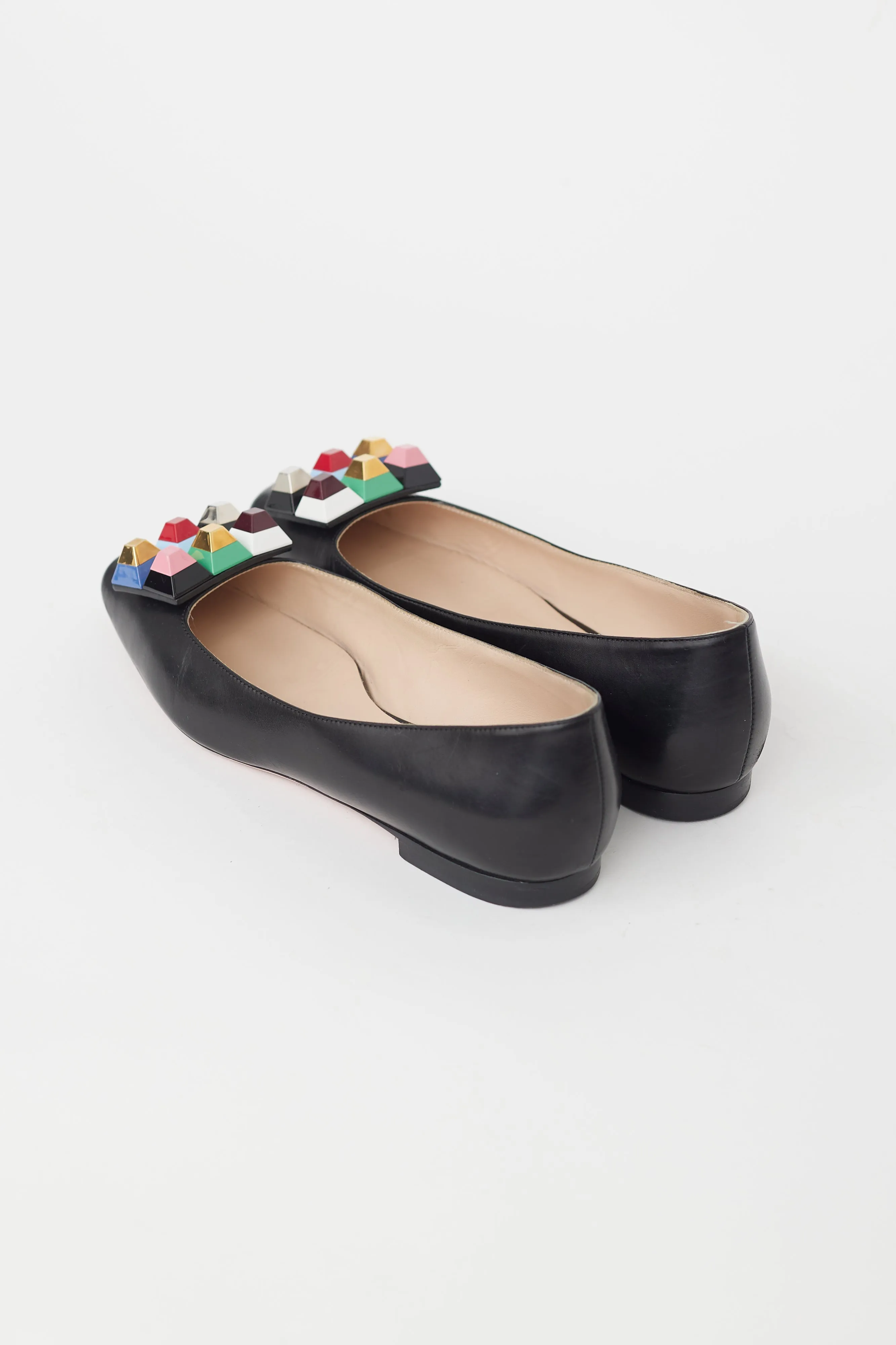 Black Leather Studded Ballet Flat