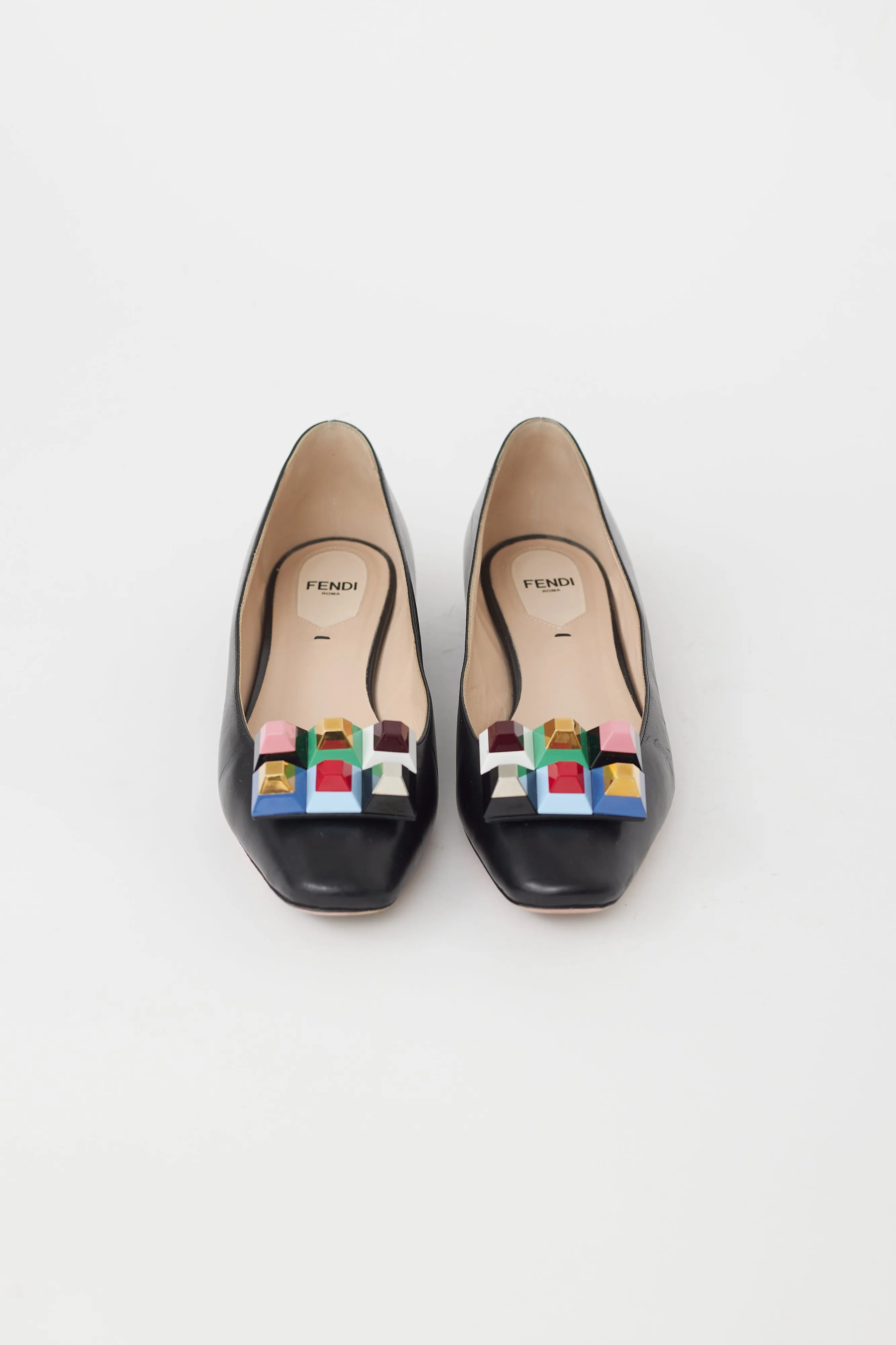 Black Leather Studded Ballet Flat