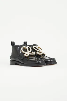 Black Patent & Pearl Logo Hi-Top Loafer