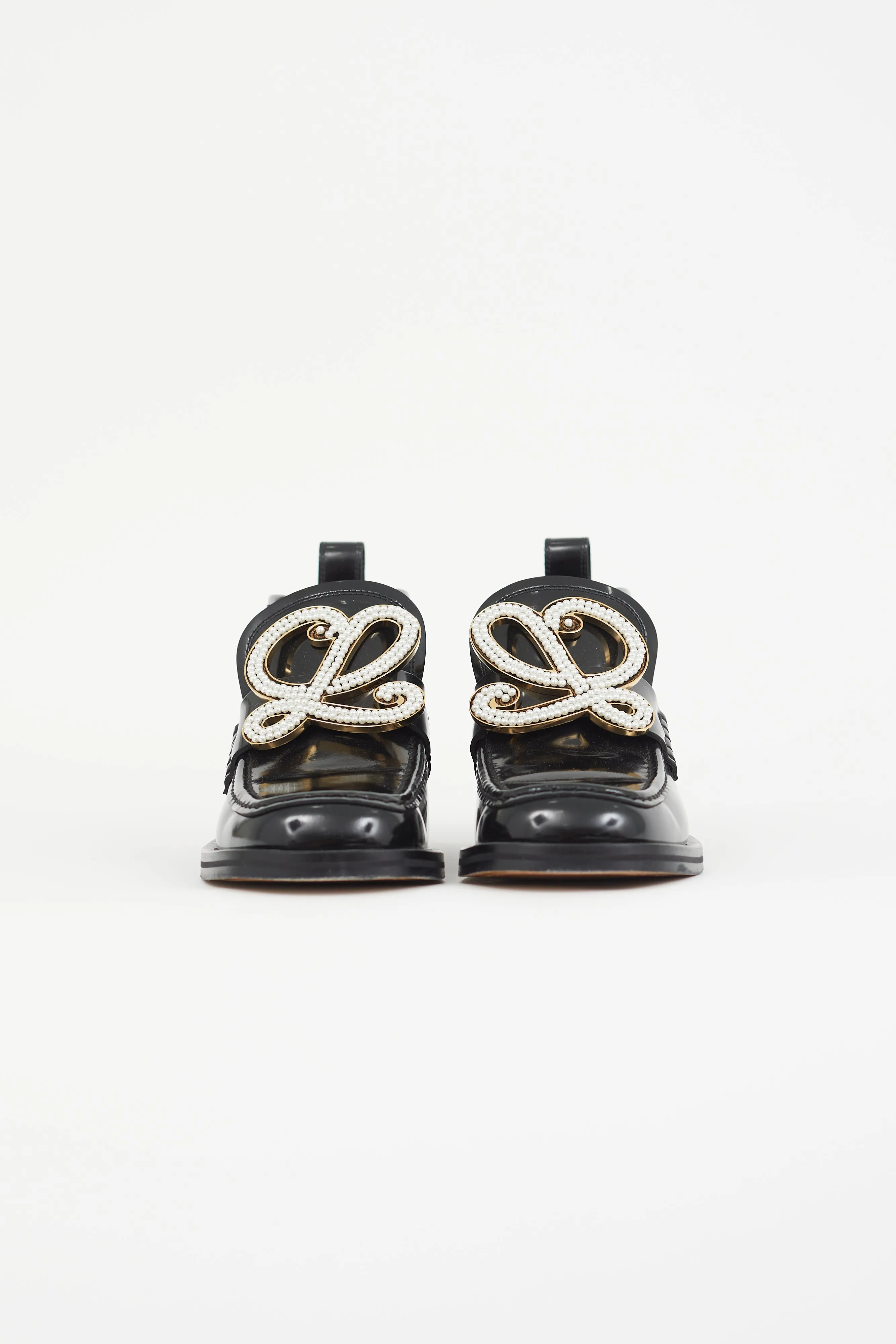 Black Patent & Pearl Logo Hi-Top Loafer