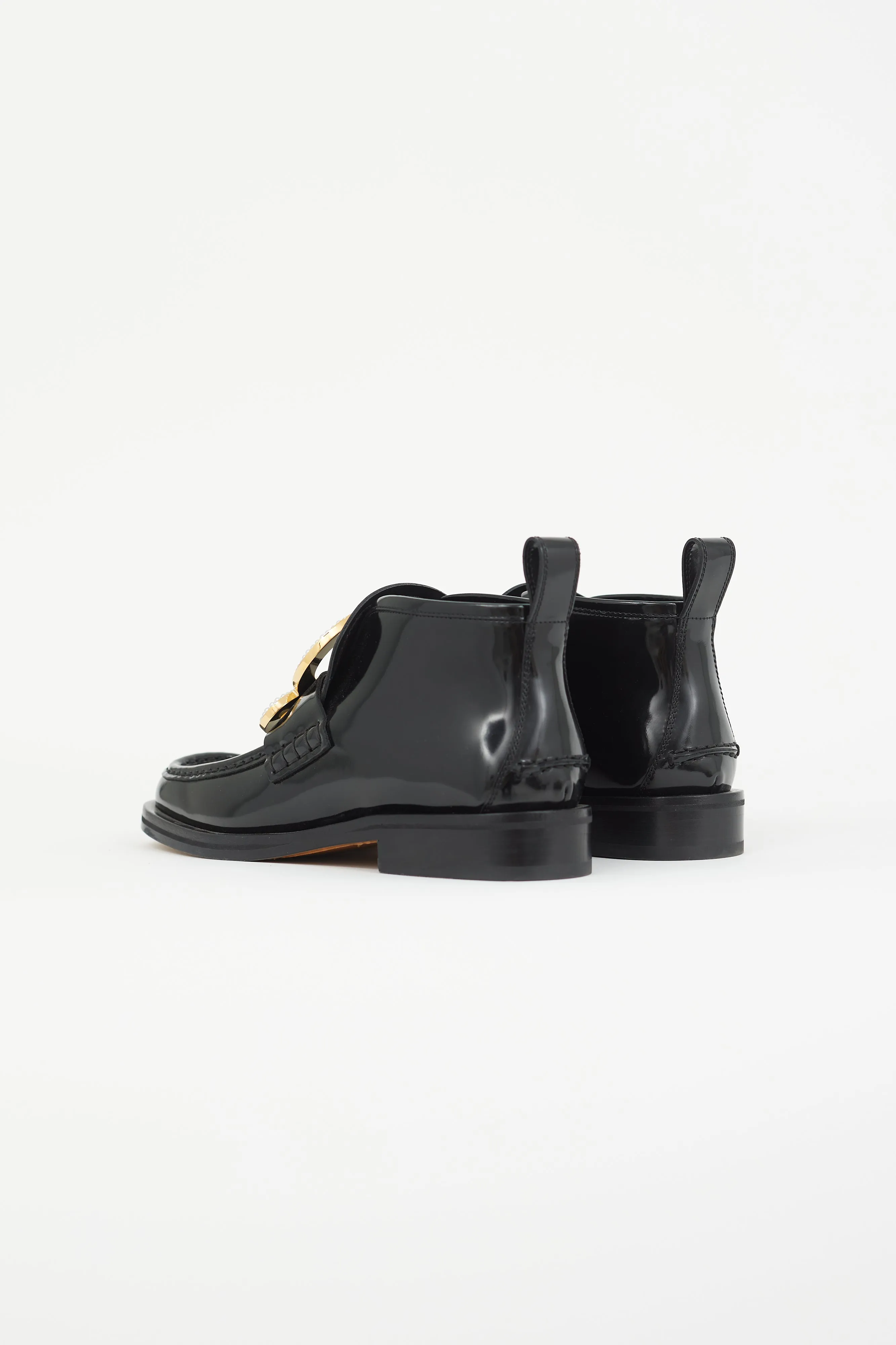 Black Patent & Pearl Logo Hi-Top Loafer