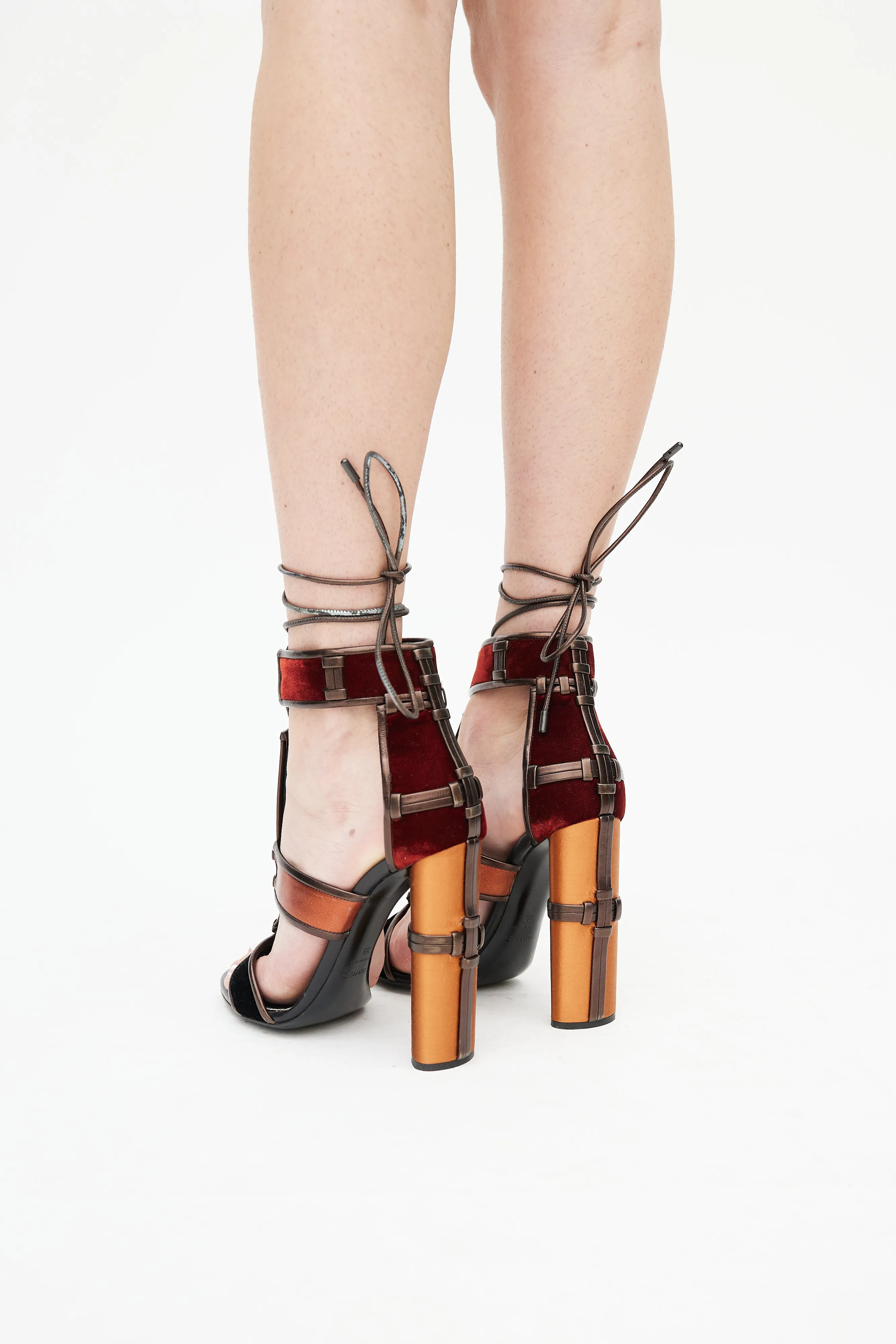 Brown & Multi Patchwork Cage Sandal
