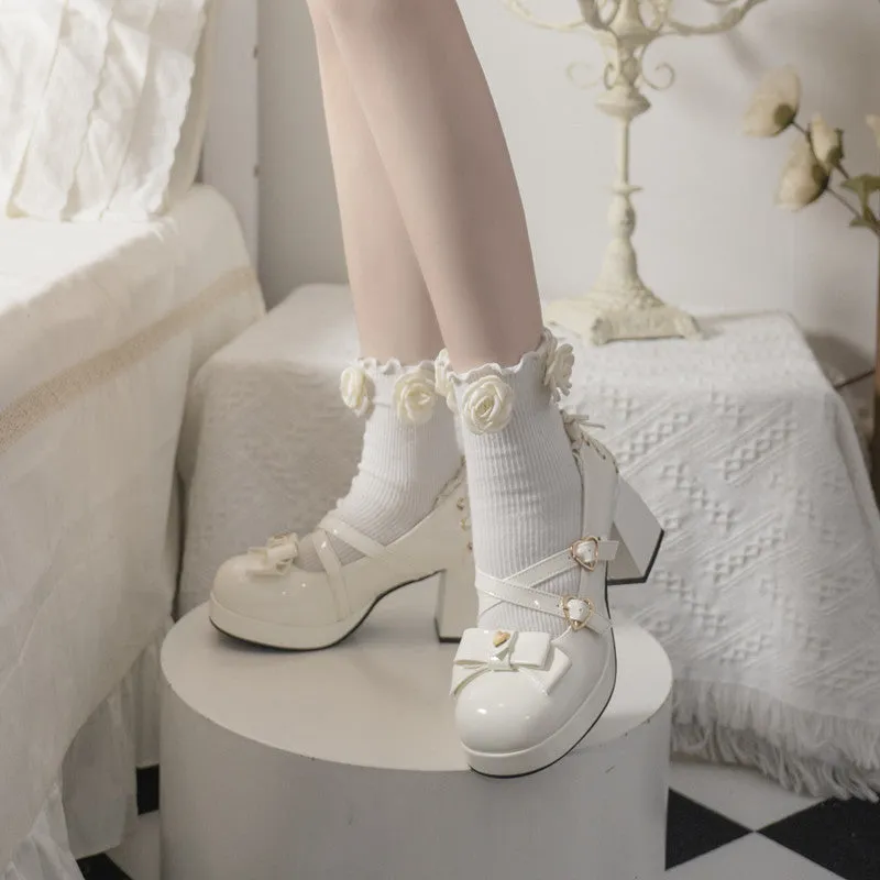 Candy Girl Style Elegant Bow Lolita High Heels