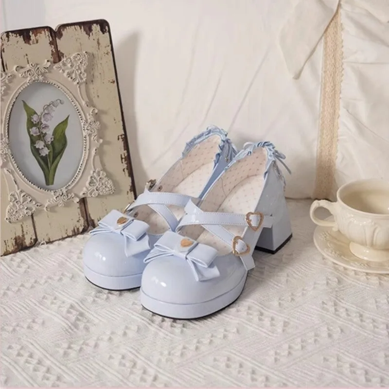 Candy Girl Style Elegant Bow Lolita High Heels