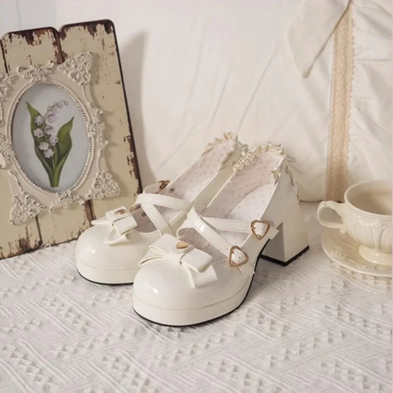 Candy Girl Style Elegant Bow Lolita High Heels