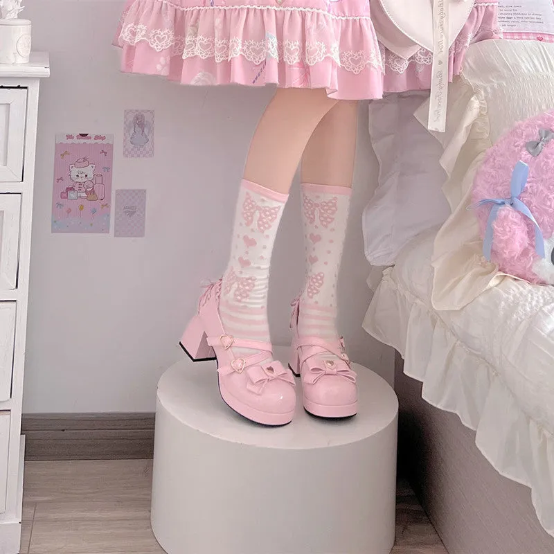 Candy Girl Style Elegant Bow Lolita High Heels