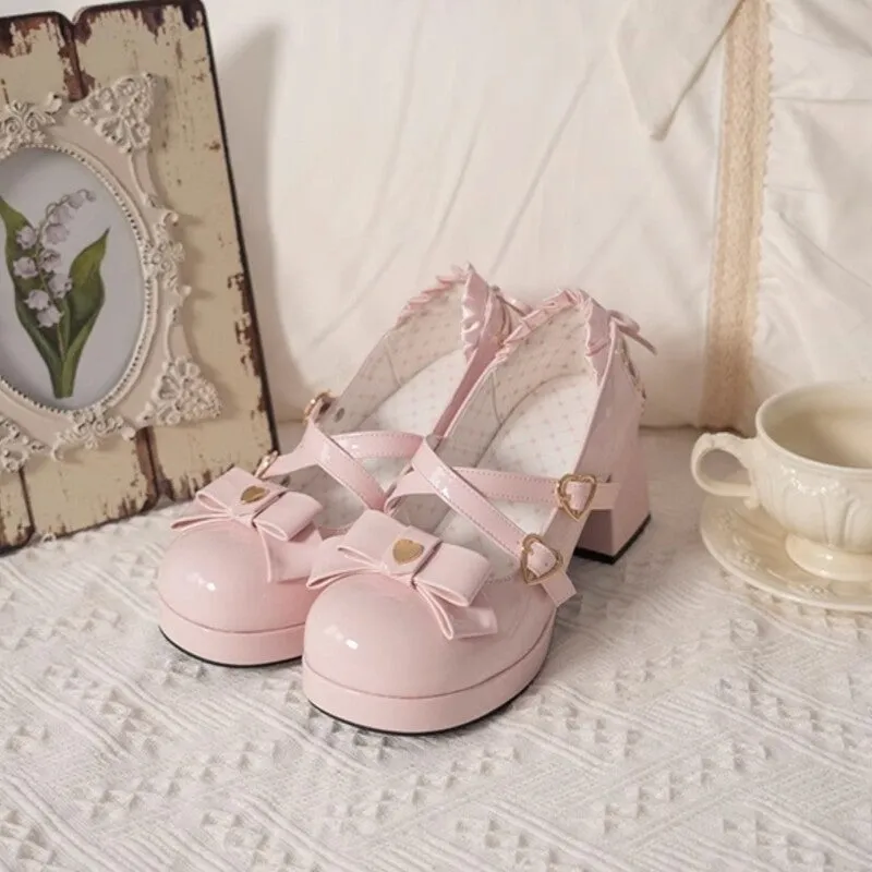 Candy Girl Style Elegant Bow Lolita High Heels