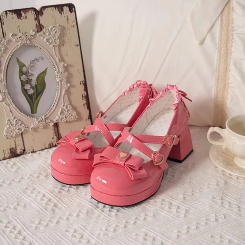 Candy Girl Style Elegant Bow Lolita High Heels