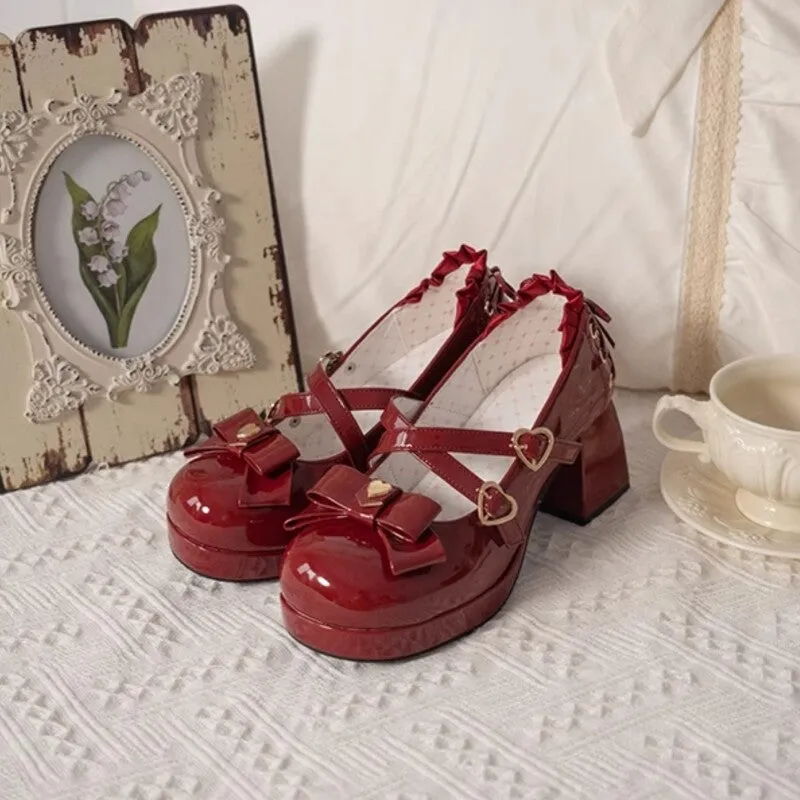 Candy Girl Style Elegant Bow Lolita High Heels