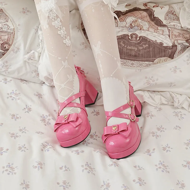 Candy Girl Style Elegant Bow Lolita High Heels