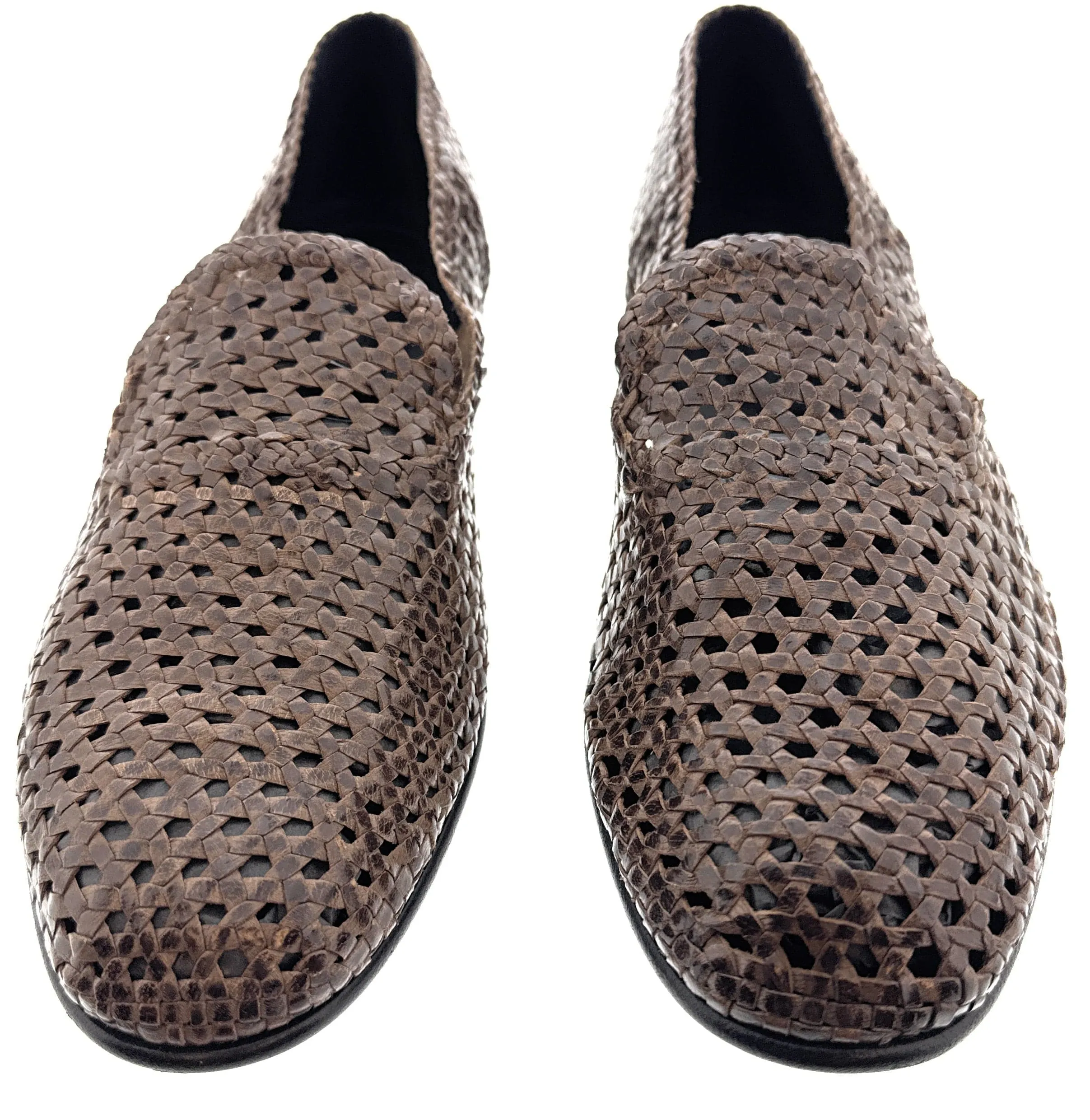 Dolce & Gabbana Men's Brown Woven Leather Slip-On Loafers Summer Shoe-EU41