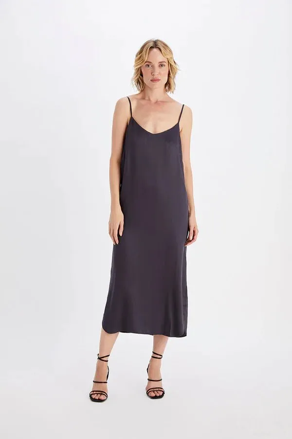 Easy Slip Dress in Charcoal