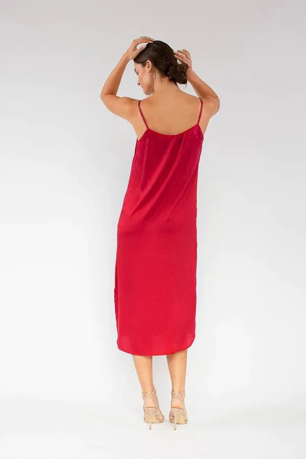Easy Slip Dress in Crimson