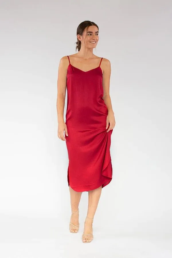 Easy Slip Dress in Crimson