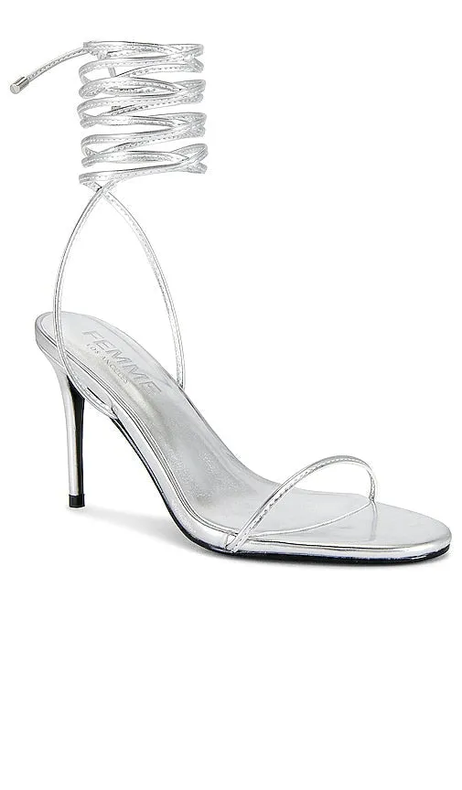 FEMME LA 3.0 Barely There Sandal in Metallic Silver