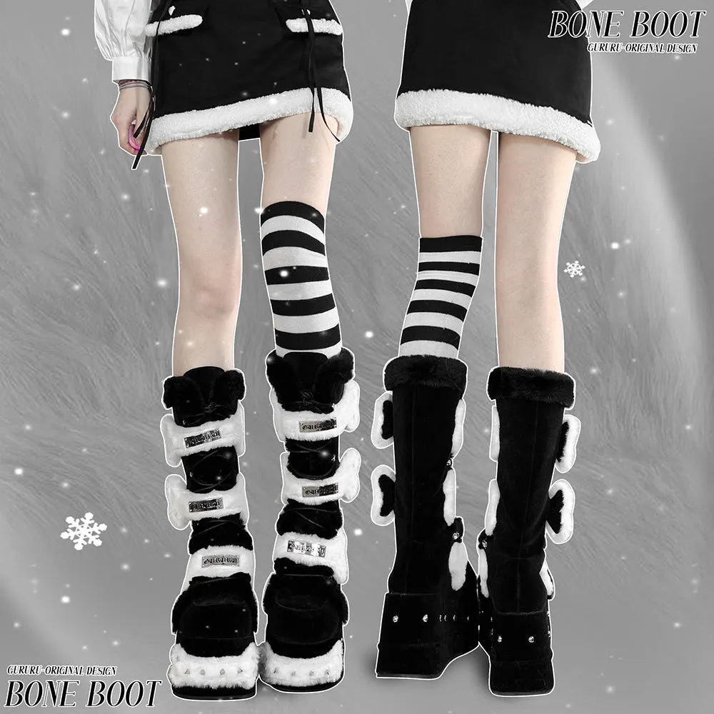Fleece Lace Up Black Winter Platform Boots