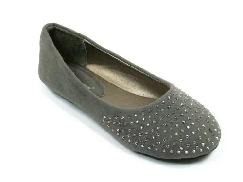 Girls Ositos Round Studded Toe Suede Ballerina Flats