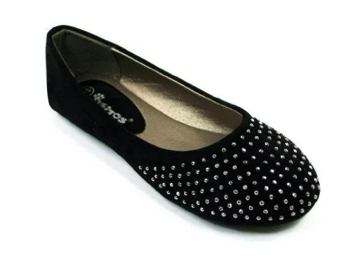 Girls Ositos Round Studded Toe Suede Ballerina Flats
