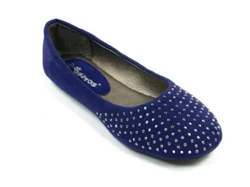 Girls Ositos Round Studded Toe Suede Ballerina Flats