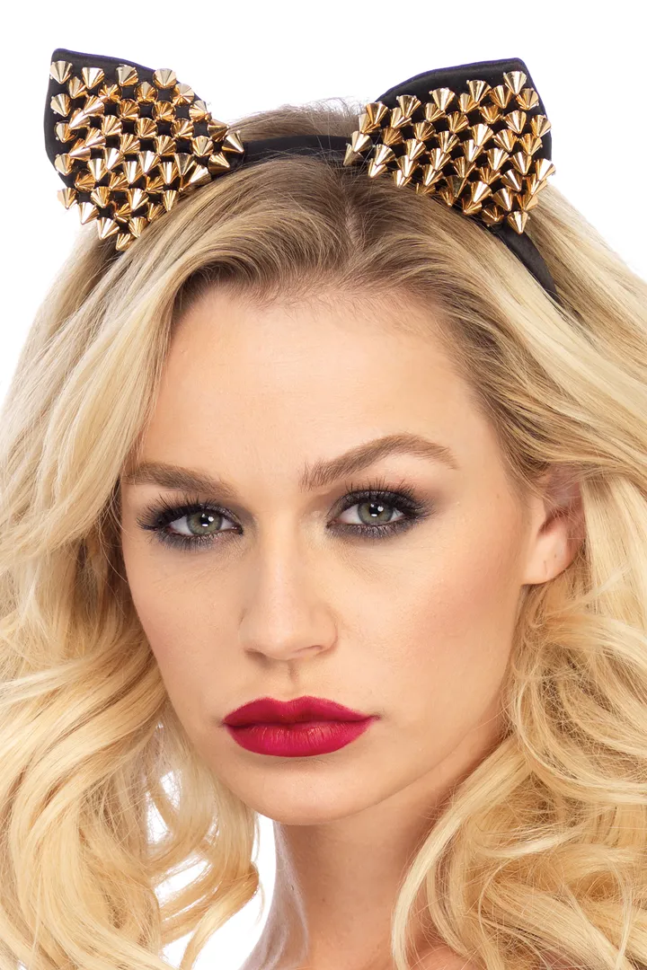 Gold Studded Cat Ears Costume Accessory