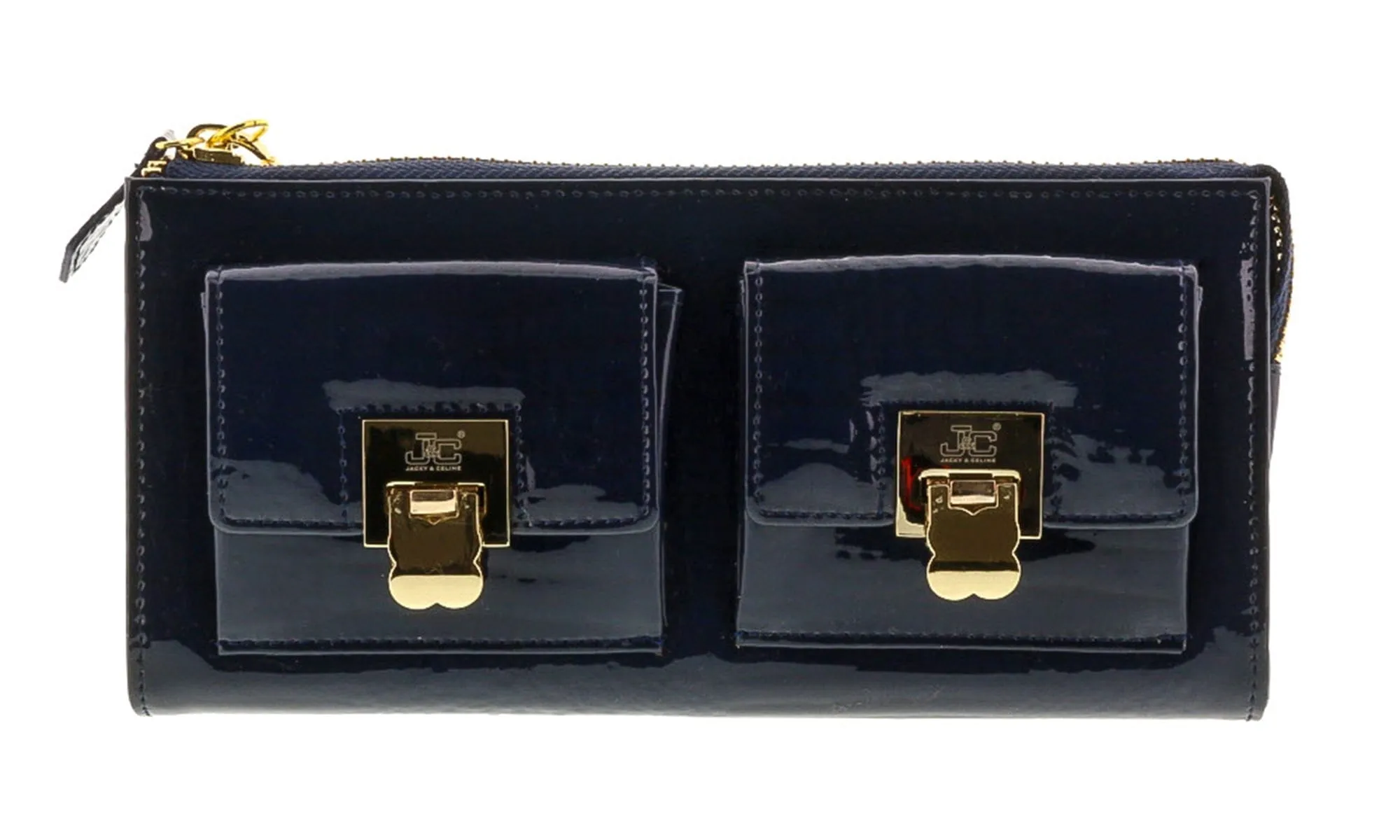 J&C  J11-012 BLU Navy Zippered  Large Wallet