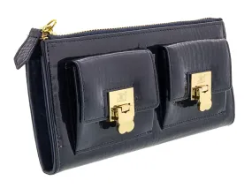 J&C  J11-012 BLU Navy Zippered  Large Wallet