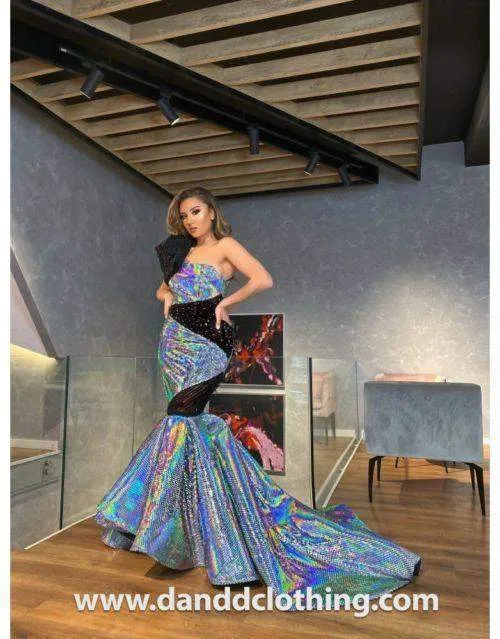 Luxury Evening Dress Royal Blue Beads