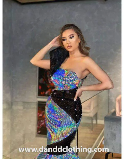 Luxury Evening Dress Royal Blue Beads