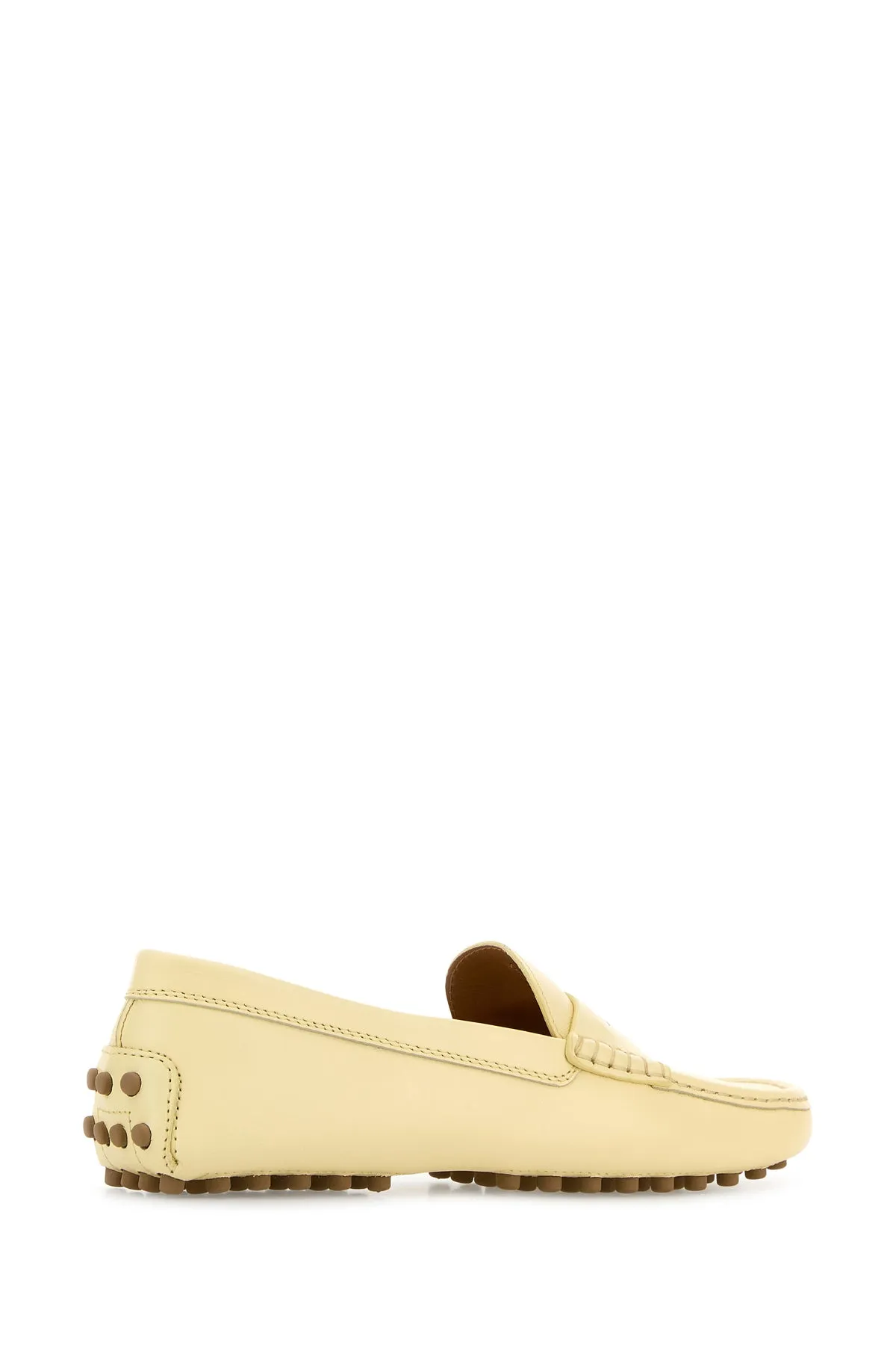 Pastel yellow leather loafers