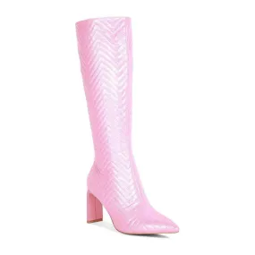 Prinkles Quilted Italian Block Heel Calf Boots