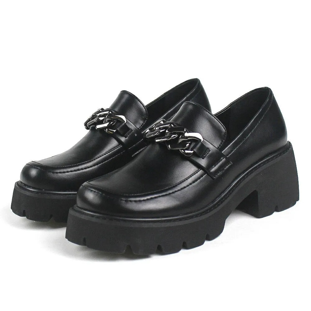 Women Vintage Loafers Chunky Genuine Leather Shoes