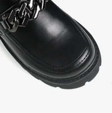Women Vintage Loafers Chunky Genuine Leather Shoes